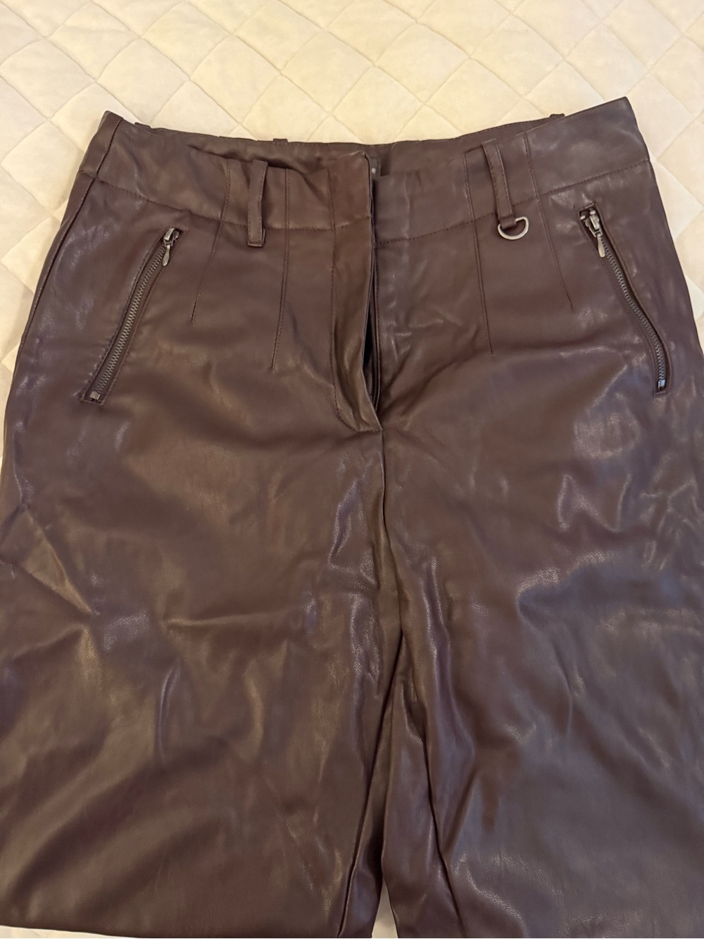 The Limited Dark Brown Leather Pants with D-Ring Waist